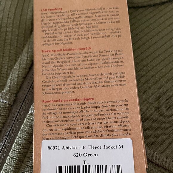 NEW Fjallraven Mens Abisko Lite Fleece Full Zip Jacket NWT L Green #86971 - Picture 4 of 15